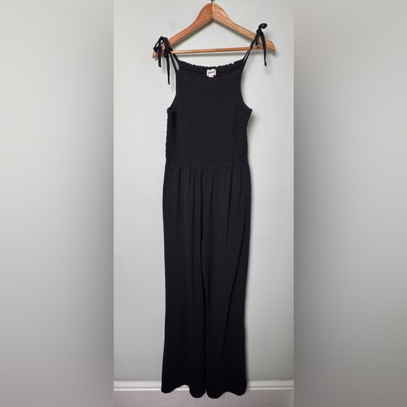 Pact One and Done Soirée‎ Smocked Wide Leg Jumpsuit Black Size Medium - Picture 5 of 15
